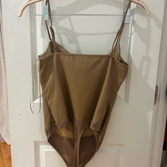 Le Lis Tan Faux Leather Bodysuit - Picture 2 of 4